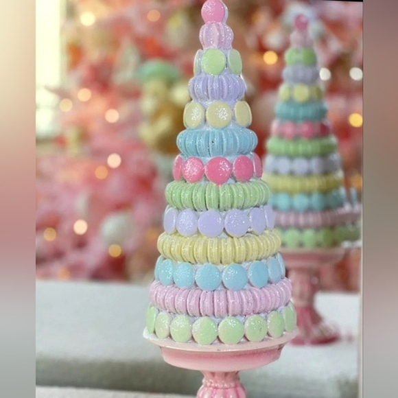 Christmas Candy Land Macaroon Pastel Glitter Sprinkle Sugar Dessert Tree - Picture 9 of 13